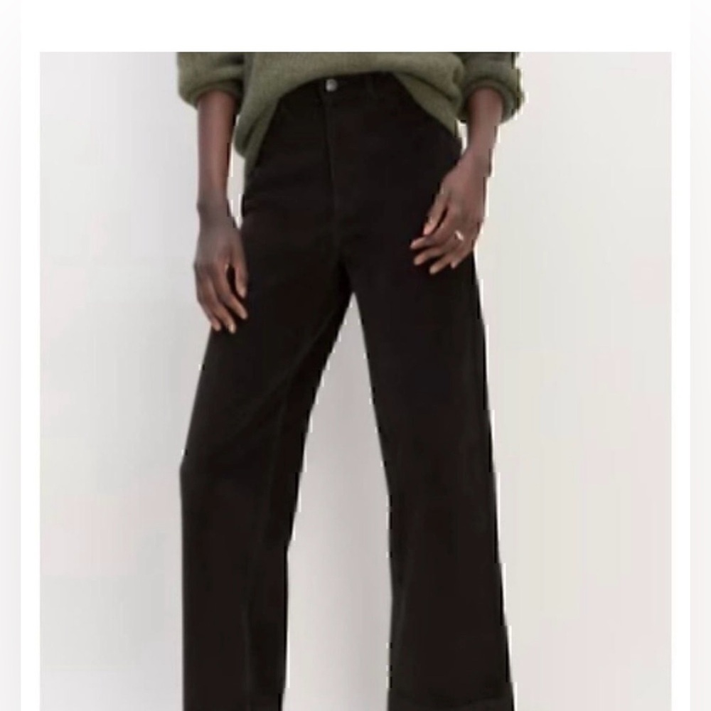 NWT Everlane Corduroy Straight Relaxed Pants Black 16